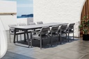 Sillon de comedor  Babylon.  Aluminio gris antracita y textil gris marino