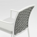 Silla de comedor Walga aluminio blanco cojin gris claro