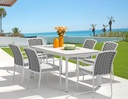 Silla de comedor Walga aluminio blanco cojin gris claro