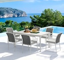Silla de comedor Walga aluminio blanco cojin gris claro