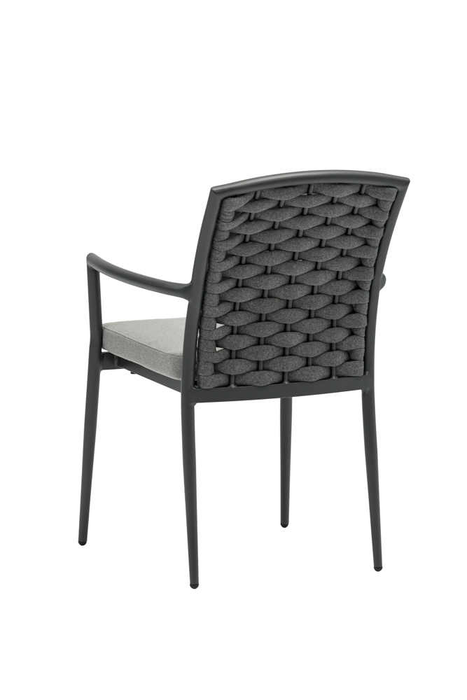 Silla de comedor Walga aluminio antracita cojin gris marino