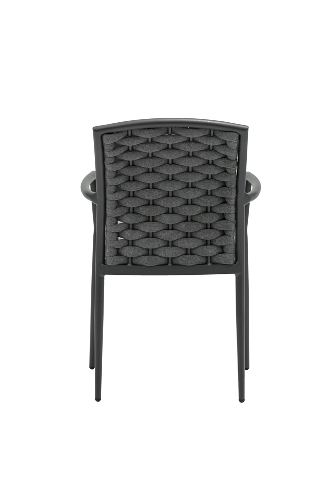 Silla de comedor Walga aluminio antracita cojin gris marino