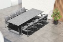 Sillon de comedor  Babylon.  Aluminio gris antracita y textil gris marino