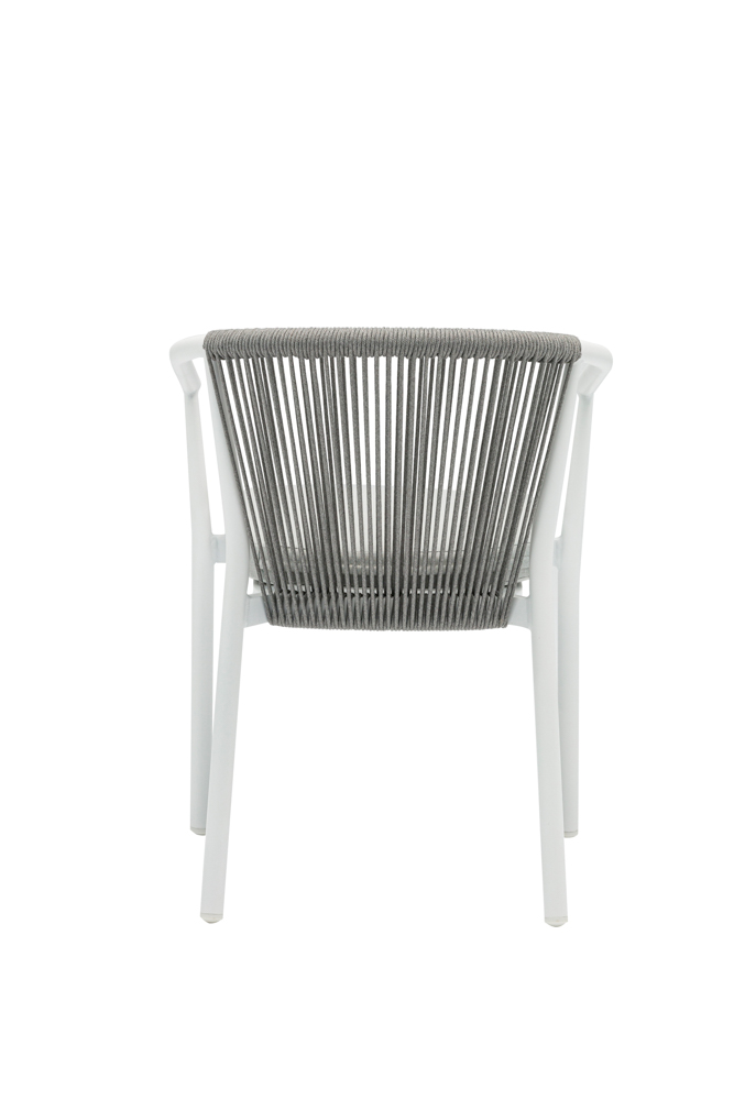 Silla de comedor Moana aluminio blanco cojin gris claro