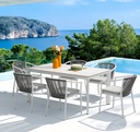 Silla de comedor Moana aluminio blanco cojin gris claro