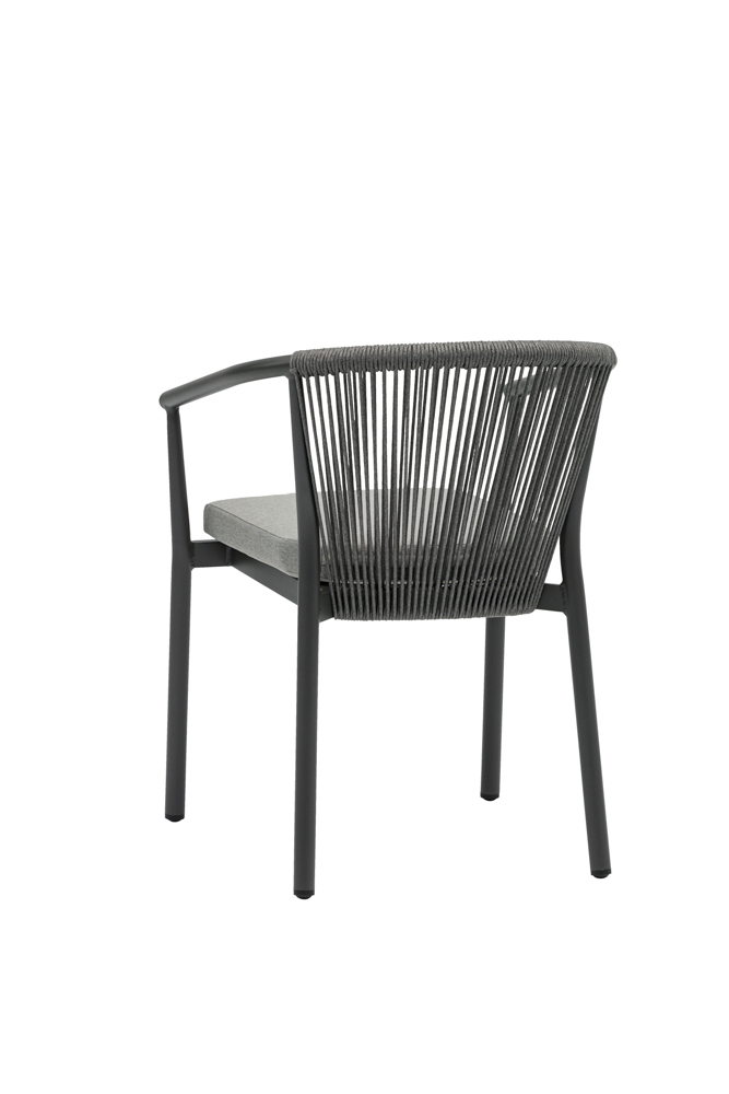Silla de comedor Moana aluminio antracita cojin gris marino