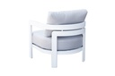 Sofa de 1 plaza Babylon. Aluminio blanco y textil gris claro