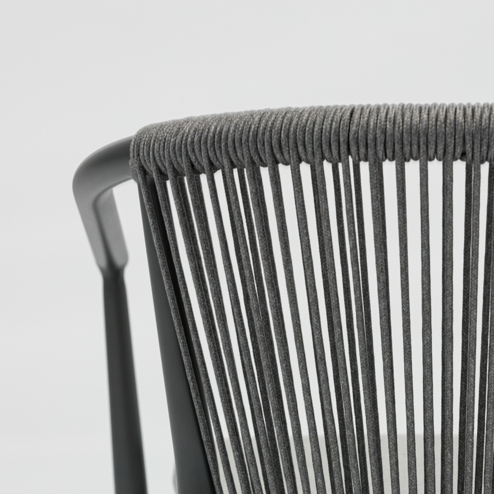 Silla de comedor Moana aluminio antracita cojin gris marino