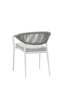 Silla de comedor Ross aluminio blanco cojin gris claro
