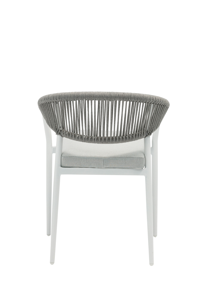 Silla de comedor Ross aluminio blanco cojin gris claro