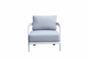 Sofa de 1 plaza Babylon. Aluminio blanco y textil gris claro