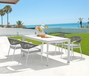 Silla de comedor Ross aluminio blanco cojin gris claro