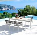 Silla de comedor Ross aluminio blanco cojin gris claro
