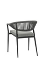 Silla de comedor Ross aluminio antracita cojin gris marino