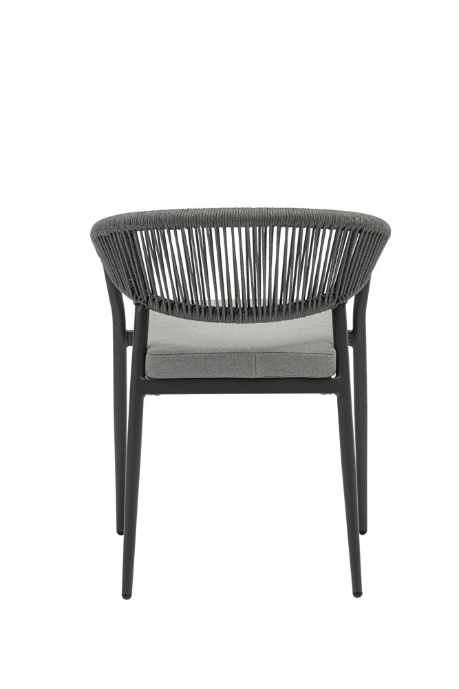 Silla de comedor Ross aluminio antracita cojin gris marino