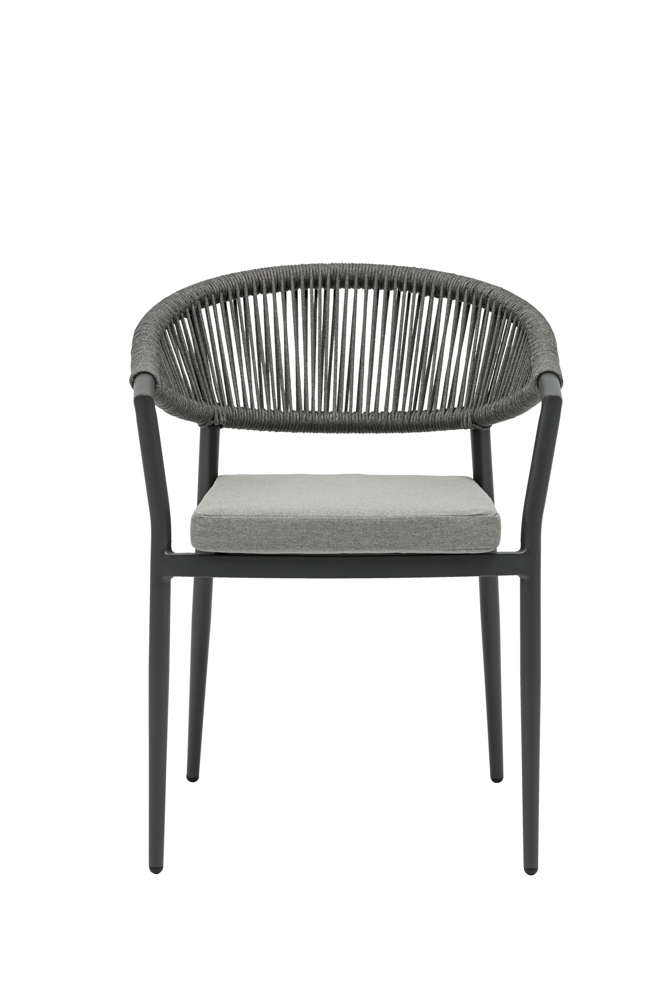 Silla de comedor Ross aluminio antracita cojin gris marino