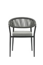 Silla de comedor Ross aluminio antracita cojin gris marino