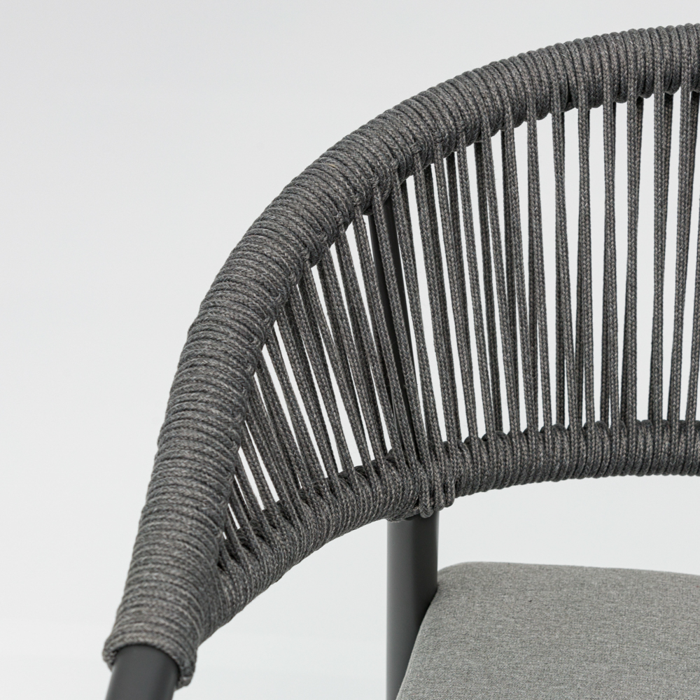 Silla de comedor Ross aluminio antracita cojin gris marino