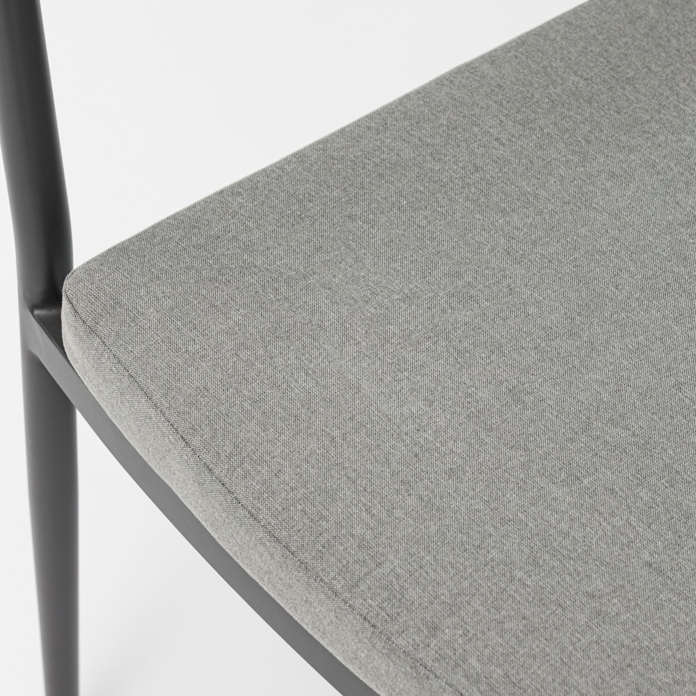 Silla de comedor Ross aluminio antracita cojin gris marino