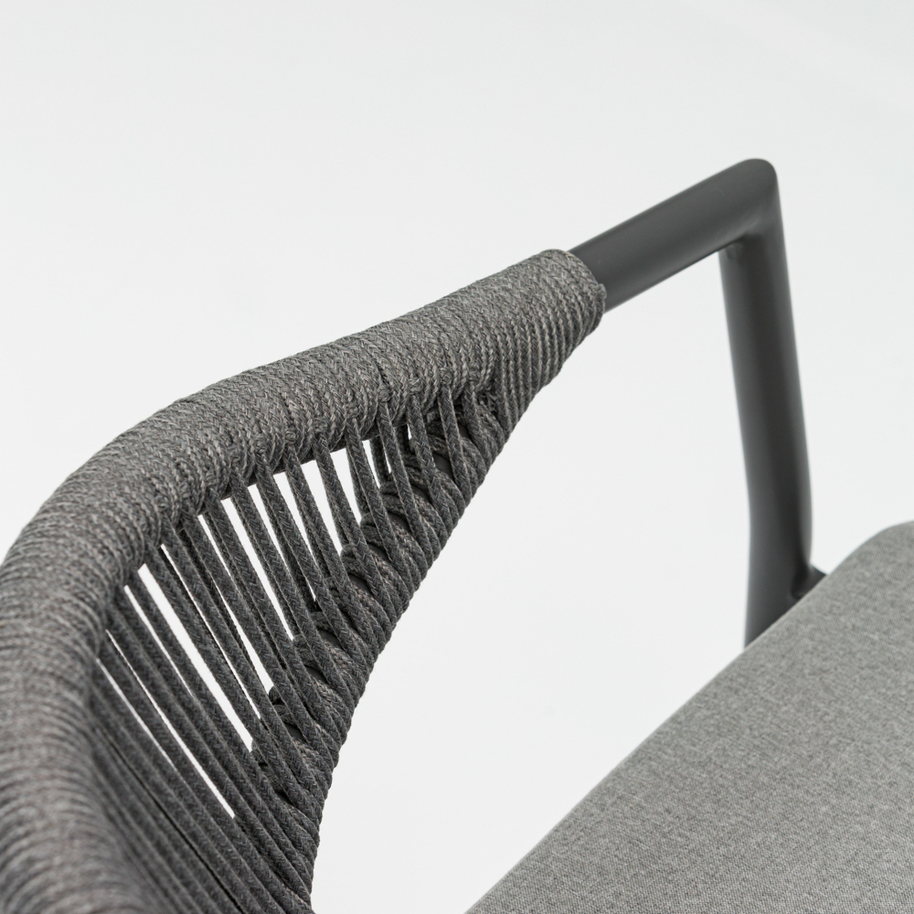 Silla de comedor Ross aluminio antracita cojin gris marino