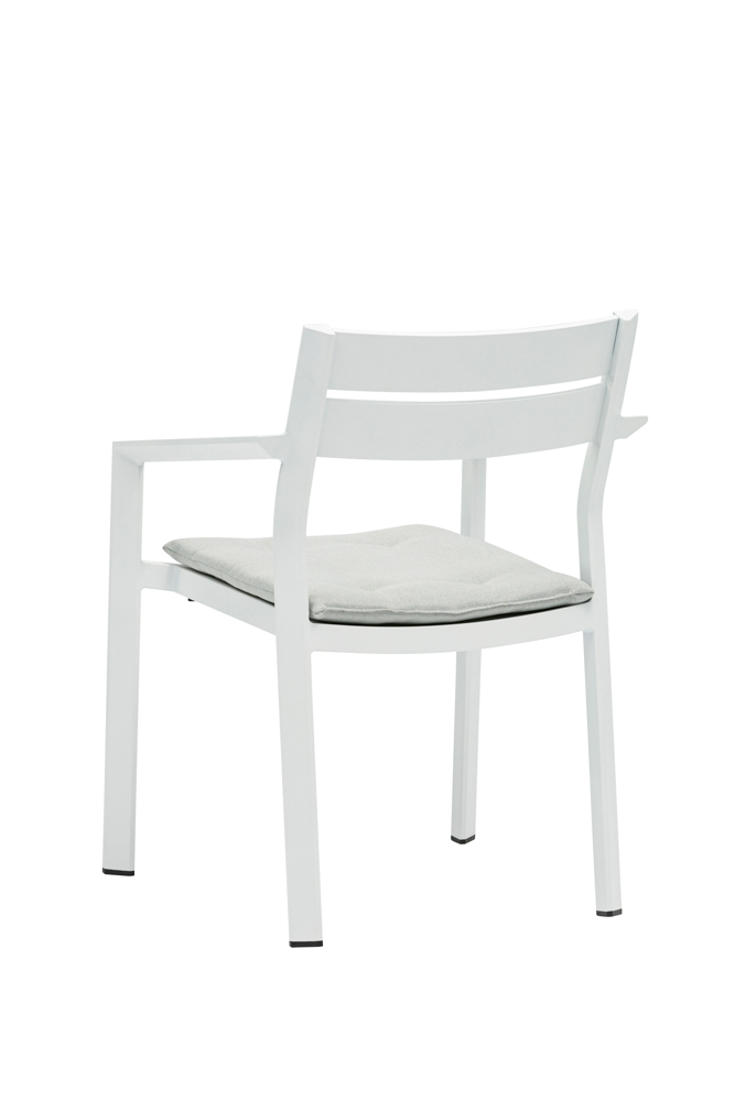 Silla de comedor Boori aluminio blanco cojin gris claro
