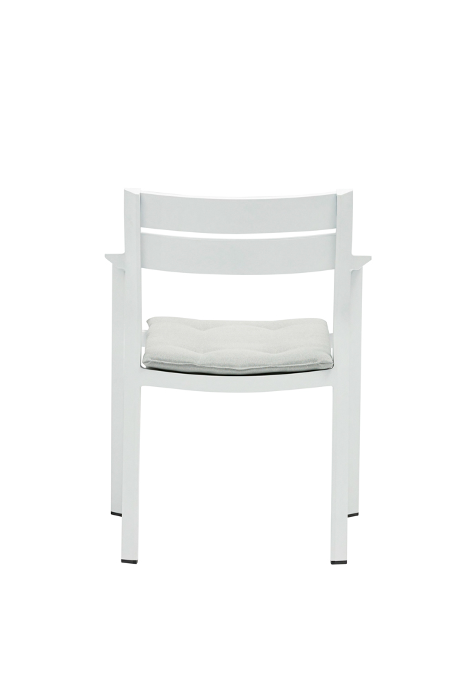 Silla de comedor Boori aluminio blanco cojin gris claro