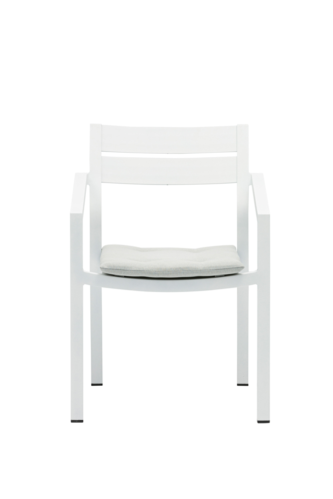 Silla de comedor Boori aluminio blanco cojin gris claro