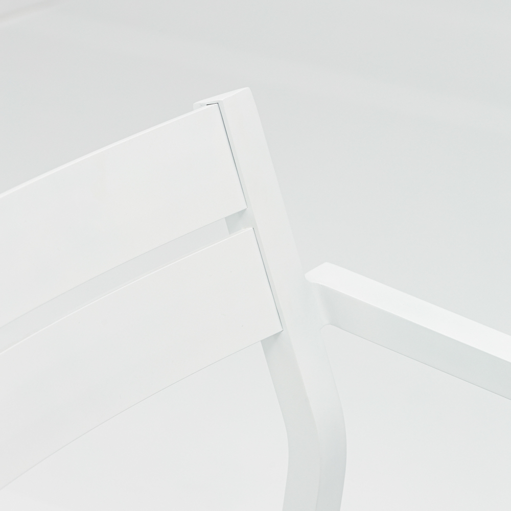 Silla de comedor Boori aluminio blanco cojin gris claro
