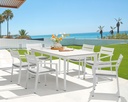 Silla de comedor Boori aluminio blanco cojin gris claro