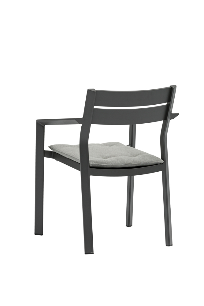 Silla de comedor Boori aluminio antracita cojin gris marino