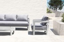 Sofa de 1 plaza Babylon. Aluminio blanco y textil gris claro