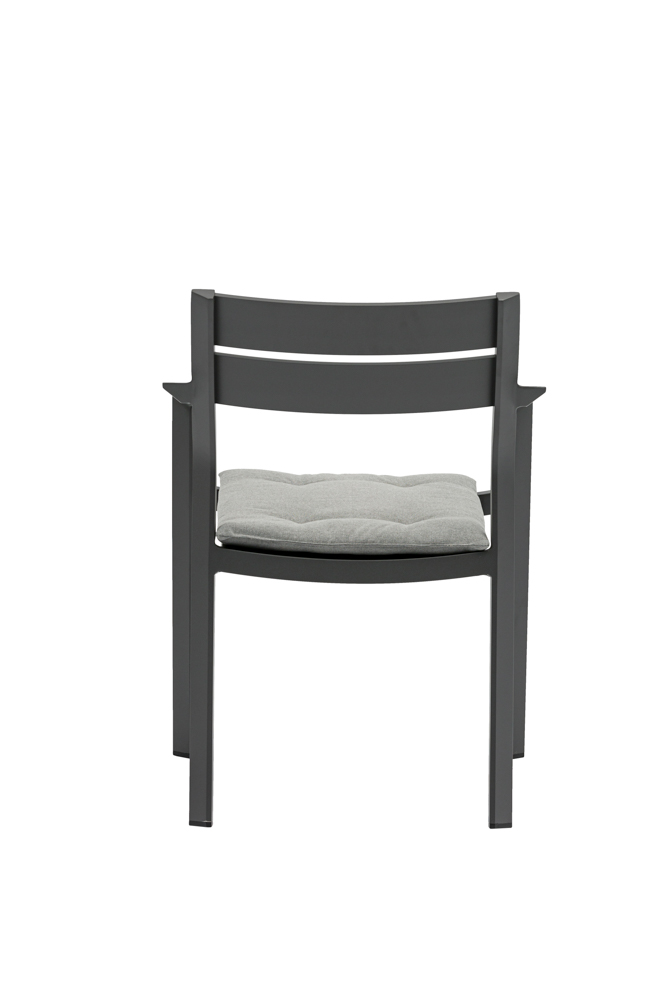 Silla de comedor Boori aluminio antracita cojin gris marino
