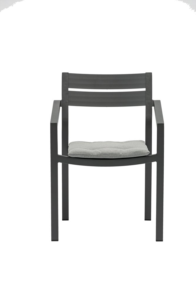 Silla de comedor Boori aluminio antracita cojin gris marino