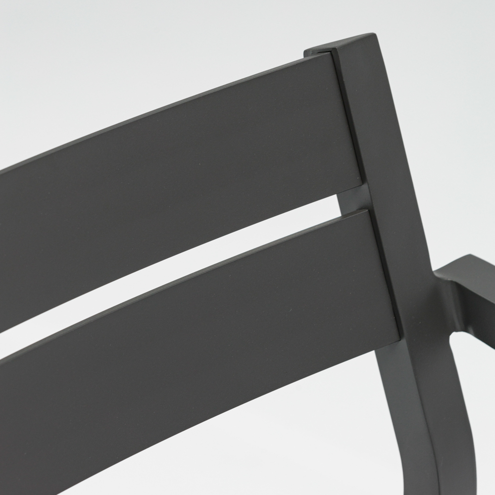 Silla de comedor Boori aluminio antracita cojin gris marino
