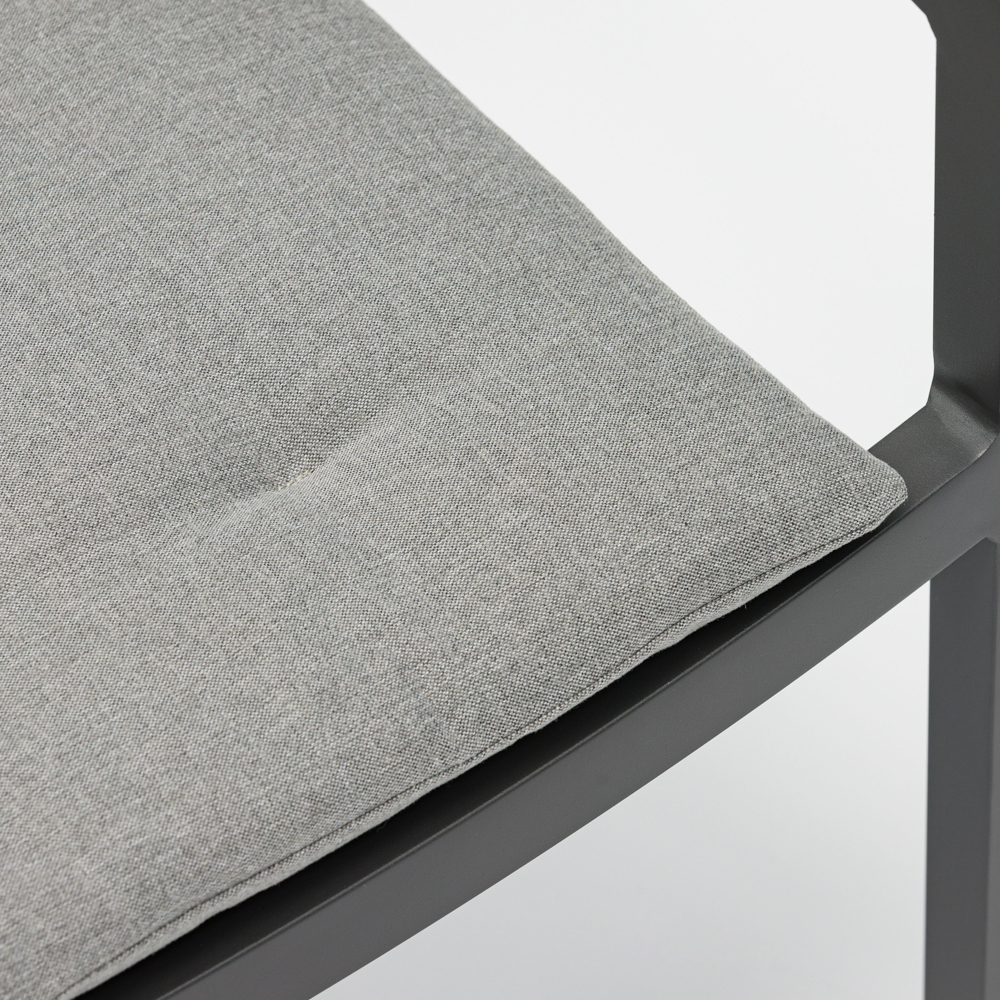 Silla de comedor Boori aluminio antracita cojin gris marino