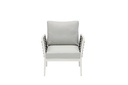 Sofa 1 plaza Walga aluminio blanco cojin gris claro