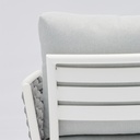 Sofa 1 plaza Walga aluminio blanco cojin gris claro