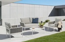 Sofa 1 plaza Walga aluminio blanco cojin gris claro