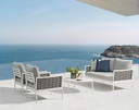 Sofa 1 plaza Walga aluminio blanco cojin gris claro