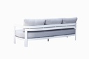 Sofa de 3 plazas Babylon. Aluminio blanco y textil gris claro