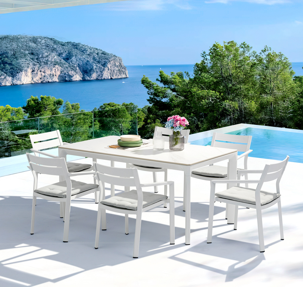Mesa de comedor Boori 160x90 alu blanco top sint.blanco