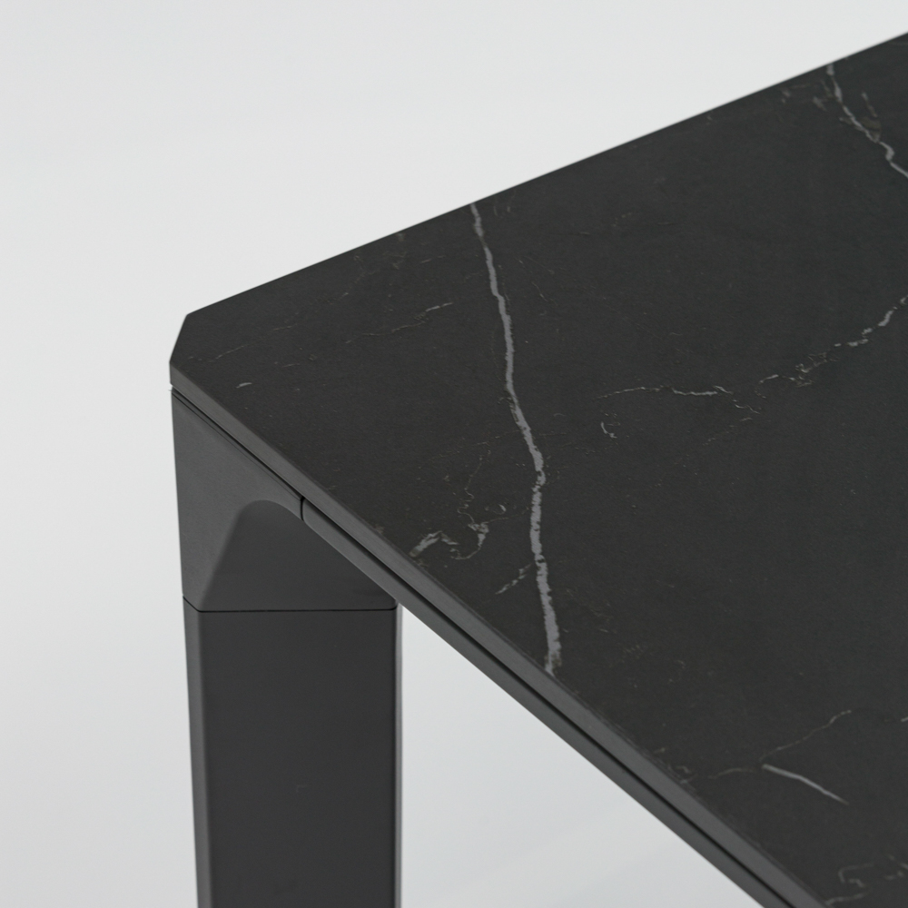 Mesa de comedor Boori 160x90 alu antracita top sint. Negro