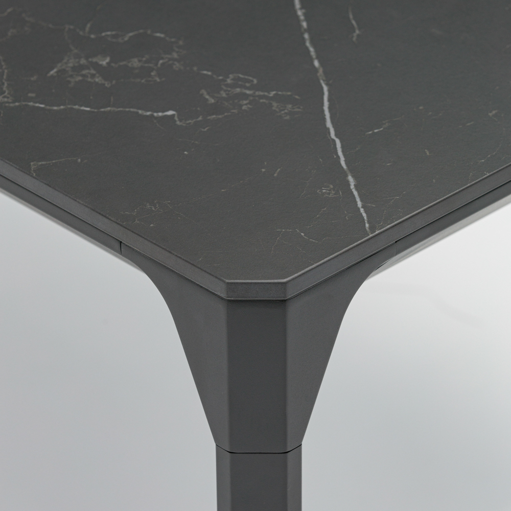 Mesa de comedor Boori 160x90 alu antracita top sint. Negro