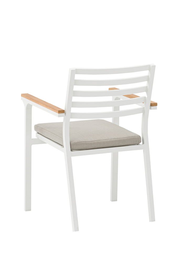 Silla de comedor broome, aluminio blanco  y teca 