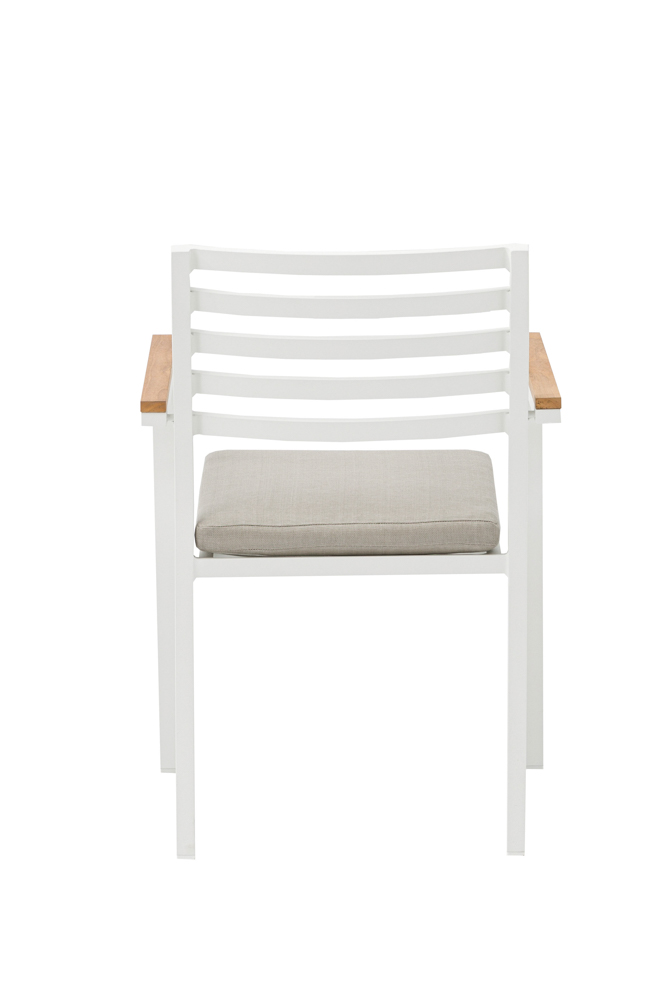 Silla de comedor broome, aluminio blanco  y teca 