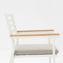 Silla de comedor broome, aluminio blanco  y teca 