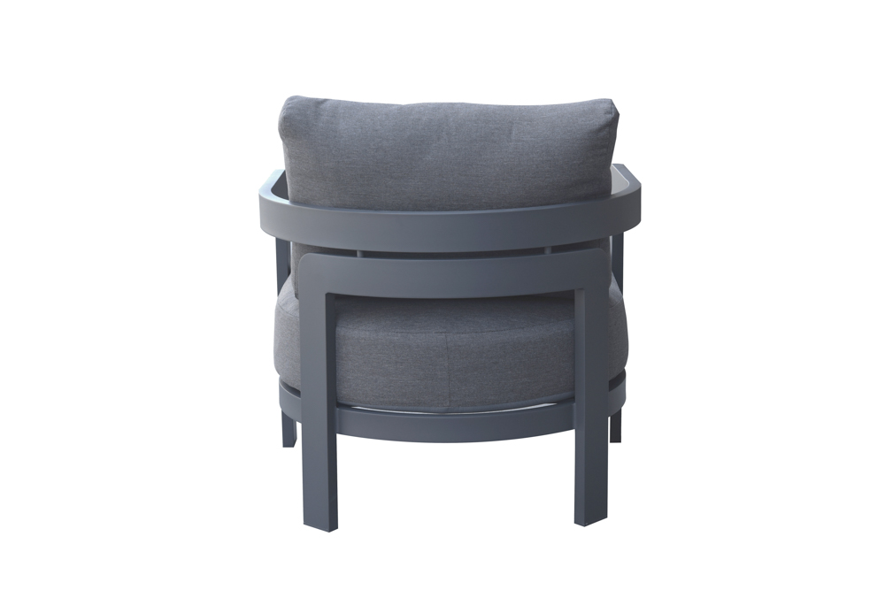Sofa de 1 plaza Babylon. Aluminio gris antracita y textil gris marino