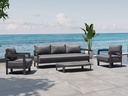 Sofa de 1 plaza Babylon. Aluminio gris antracita y textil gris marino