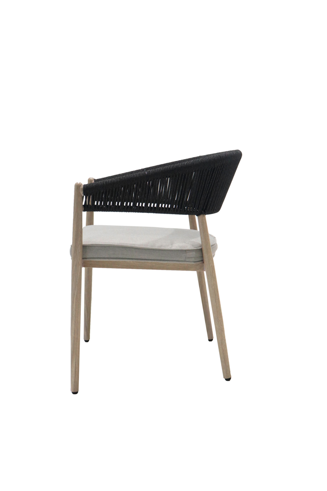 Sillon de  comedor Sunset aluminio ef.madera y cuerda antracita