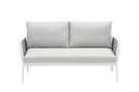 Sofa 2 plazas Walga aluminio blanco cojin gris claro